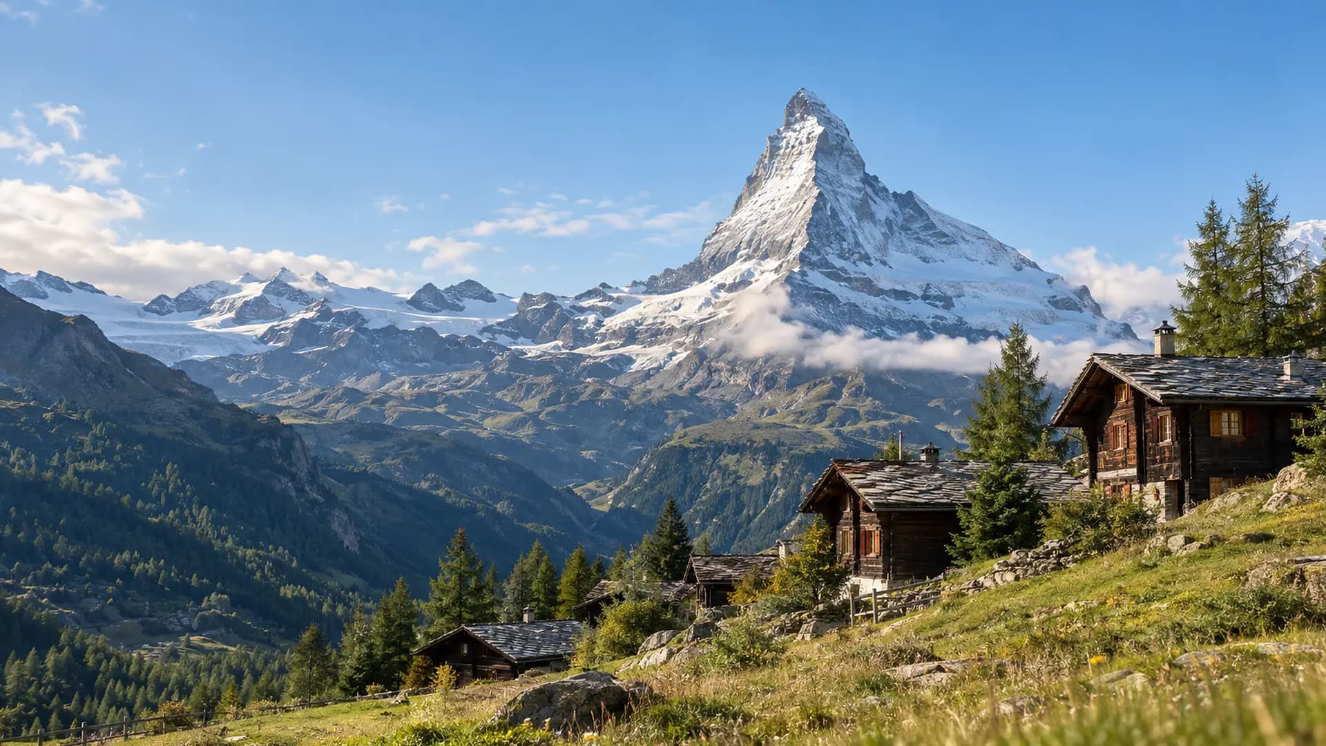 Le Cervin dominant les chalets alpins près de Zermatt