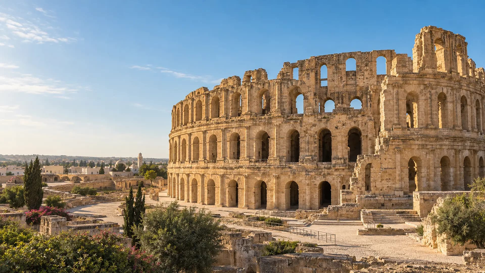 L’amphithéâtre romain d’El Jem dans la lumière du matin